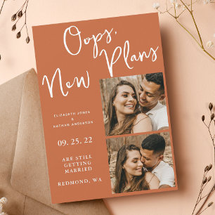 Modern Change of Date Wedding Postponement Save The Date