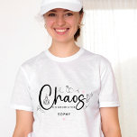 Modern Chaos Coordinator Wedding Planner T-Shirt<br><div class="desc">Embrace the organized chaos with our Modern Chaos Coordinator Wedding Planner T-Shirt. In sleek black and white, this design is perfect for the maid of honour or any event planner extraordinaire. Add a touch of sweetness with a hint of pink, celebrating their invaluable role in orchestrating the perfect day. It's...</div>