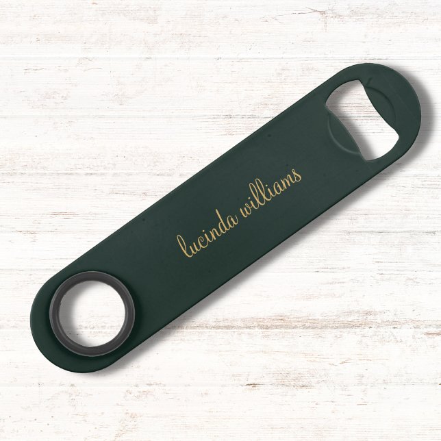 Modern Charcoal Chic Gold Script Monogram Bar Key (Creator Uploaded)