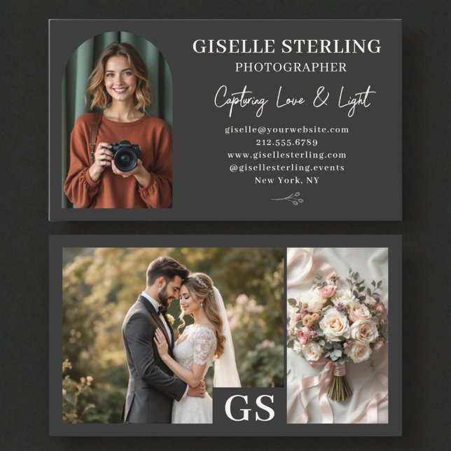 Modern Charcoal Elegant Script Professional Business Card (Creator Uploaded)