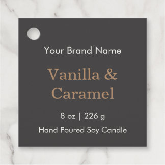 Modern Charcoal Gold Square Candle Favour Hang Tag
