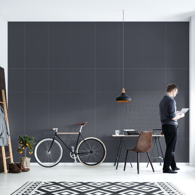 Modern Charcoal Grey Plain Solid Colour Wallpaper (Living Room)