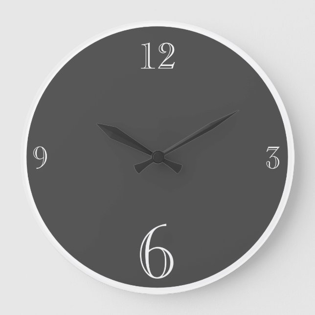 Modern  Charcoal Grey Solid colour Basic minimalis Large Clock (Front)