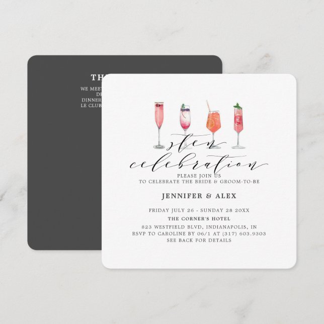 Modern Charcoal Grey Sten Celebration Invitation (Front/Back)
