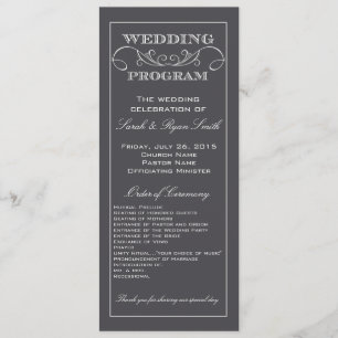 Modern Charcoal Grey Swirl Wedding Program