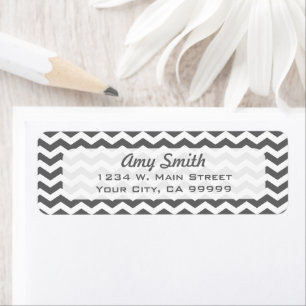 Modern Charcoal Grey Zigzag Return Address Lables