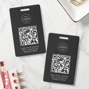 Modern Charcoal QR Code Custom Company Logo Badge
