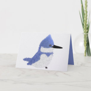 Modern charming belted kingfisher holiday card