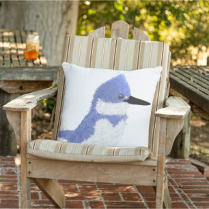 Modern charming belted kingfisher outdoor pillow