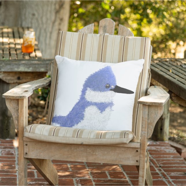 Modern charming belted kingfisher outdoor pillow (Chair)