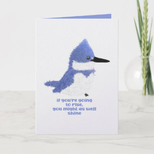 Modern charming belted kingfisher rise & shine holiday card