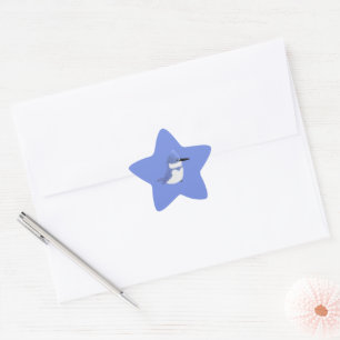 Modern charming belted kingfisher star sticker