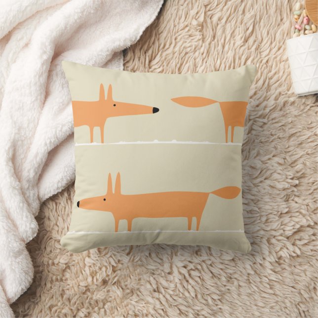 Modern Charming Fox Kids Room Decor Throw Pillow (Blanket)