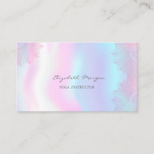 Modern Charming,Lace,Holographic Yoga Business Card