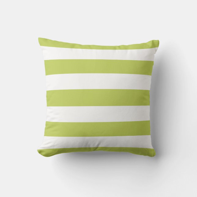 Modern Chartreuse and White Stripes Throw Pillow (Front)