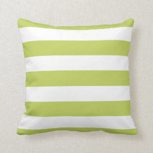 Modern Chartreuse and White Stripes Throw Pillow