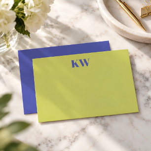Modern Chartreuse Monogram Initials Personalized Thank You Card