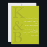 Modern Chartreuse Monogram Minimalist Wedding Invitation<br><div class="desc">Easily personalize your wedding invitations with this editable template. Features minimal elegant typography design in chartreuse color.</div>