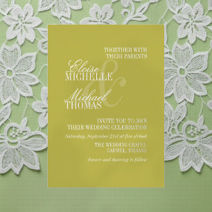 Modern Chartreuse Script Formal Wedding