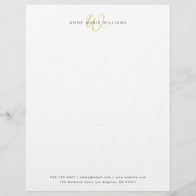 Modern Chartreuse Script Monogram Letterhead (Front)