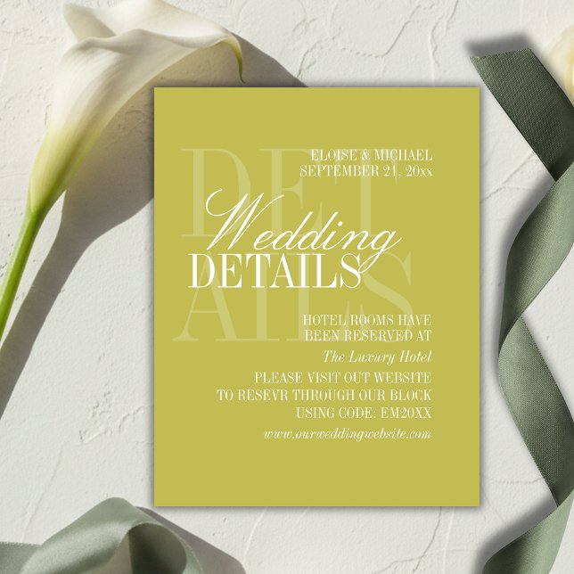 Modern Chartreuse Script Wedding Details QR Enclosure Card (Modern Chartreuse Script Wedding Details QR Enclosure Card)
