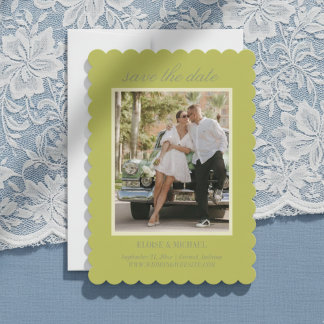 Modern Chartreuse Script Wedding Photo Save The Date