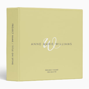 Modern Chartreuse White Script Monogram Binder