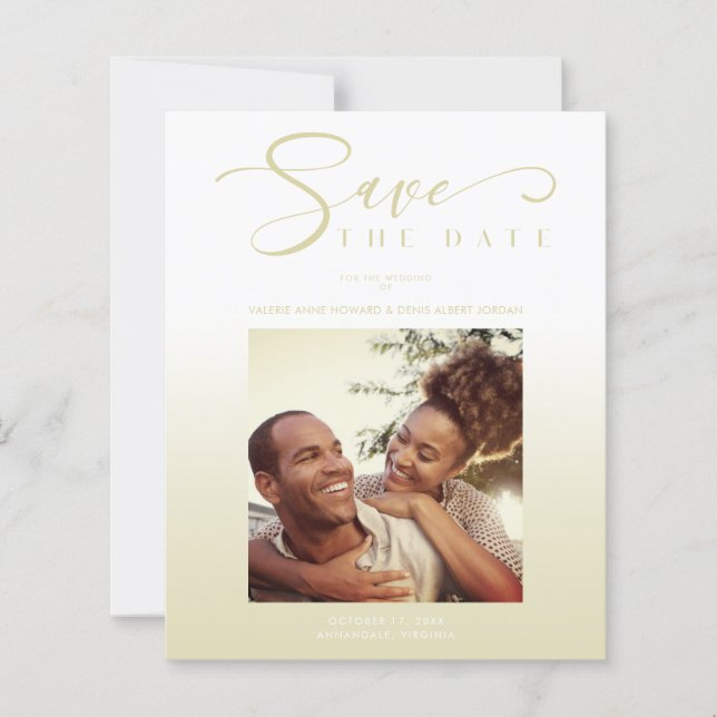 Modern Cheap Gradient Minimalist Photo Couple (Front)