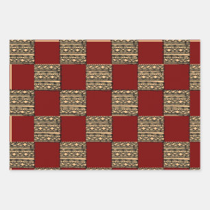 Modern Checkerboard Geometric pattern Wrapping Paper Sheet