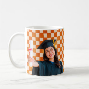  Modern Checkered Custom Portrait Photo Graduation Coffee Mug