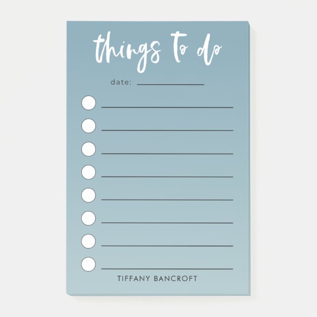 Modern Checklist Green Ombre | Add Your Name Post-it Notes (Front)