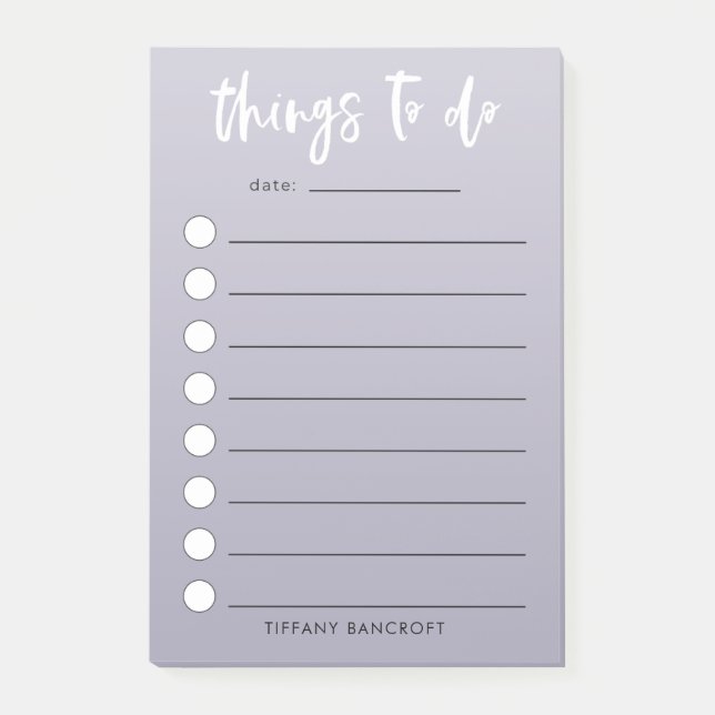 Modern Checklist Things To Do | Add Your Name Post-it Notes (Front)