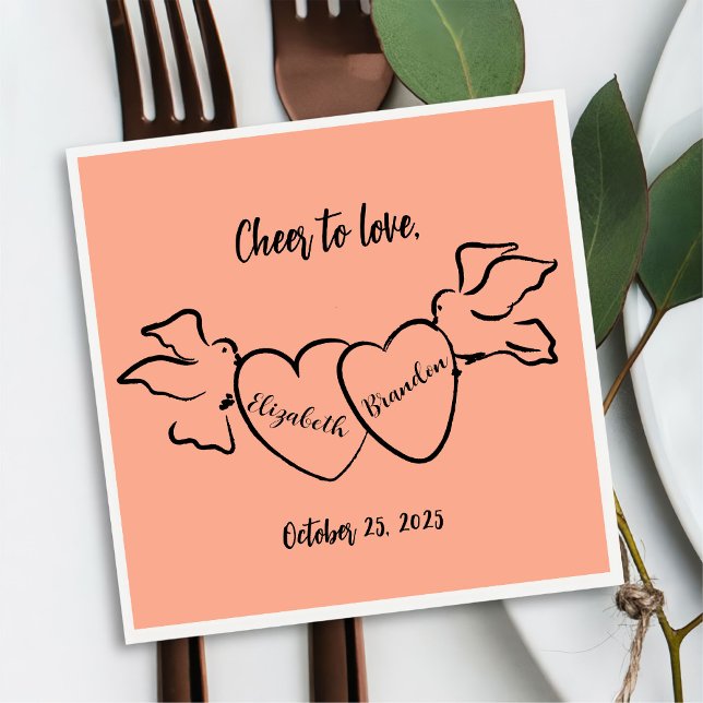 Modern Cheer to Love Personalized Wedding Napkins (Creator Uploaded)
