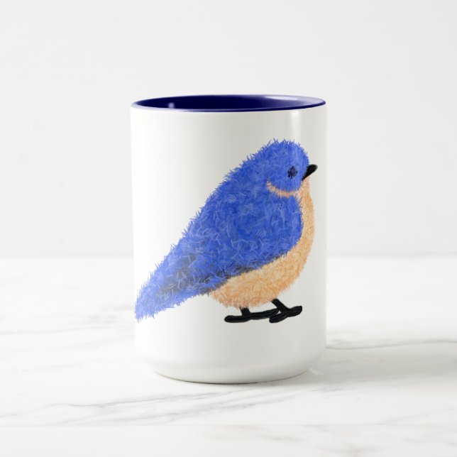 Modern cheerful bluebird mug (Center)