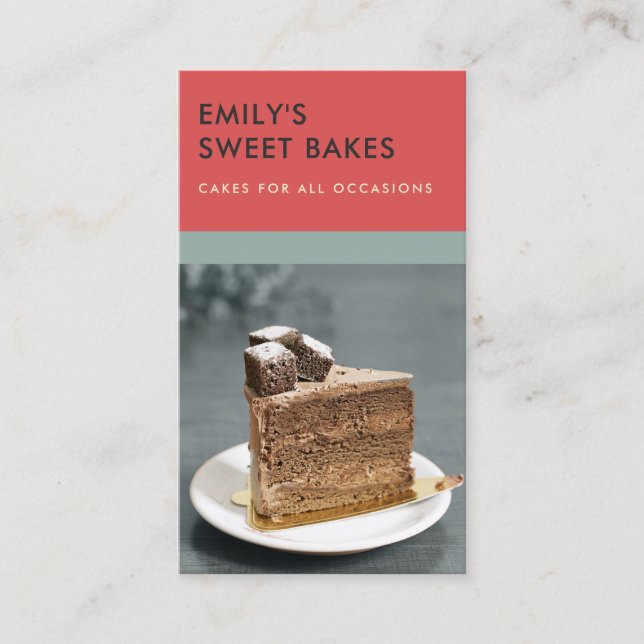 MODERN CHEERFUL BRIGHT FUN BAKERY CHEF PHOTO BUSINESS CARD (Front)