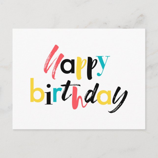 Modern, cheerful design of "Happy Birthday" Postcard (Front)