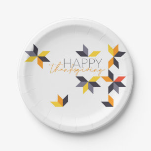 Modern, cheerful design of Happy Thanksgiving Paper Plate