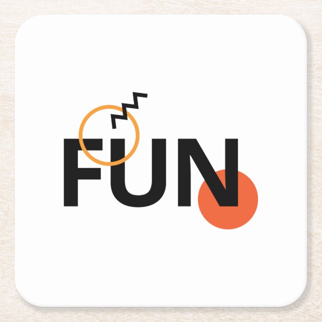 Modern, cheerful, lively, cool, trendy design Fun Square Paper Coaster (Front)