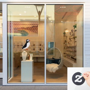 Modern cheerful puffin window cling
