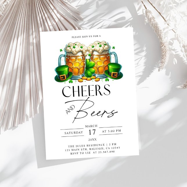  Modern Cheers and Beers St Patrick's Day Party Invitation (Creator Uploaded)