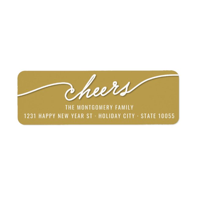 Modern Cheers Calligraphy Gold Holiday Address (Front)
