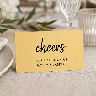 Modern Cheers Mustard Yellow Drink Voucher Card