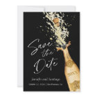 Modern Cheers Save the Date Black and Gold Card