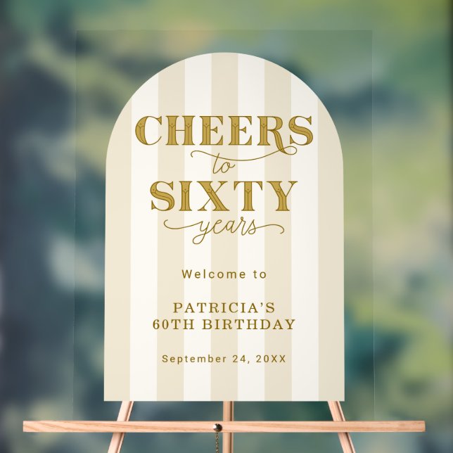 Modern Cheers Sixty Years 60TH Birthday Welcome  (Neutre)