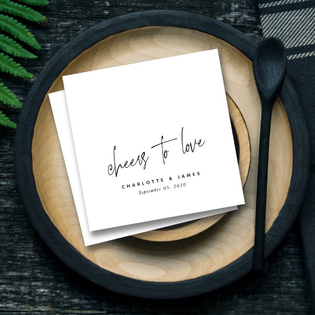 Modern Cheers to Love Elegant Personalized Wedding Napkin (Modern Cheers to Love Elegant Personalized Wedding Napkins)