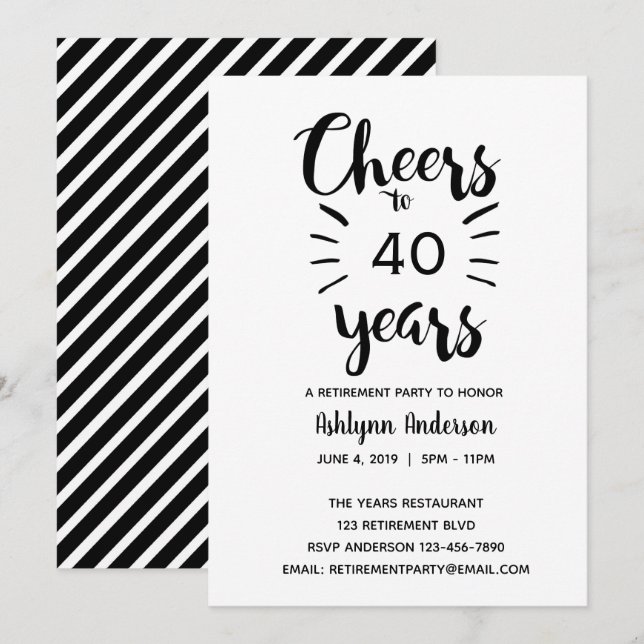 Modern Cheers to Retirement Invitation (Front/Back)