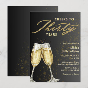 Modern Cheers to Thirty Years 30th Birthday  Invitation