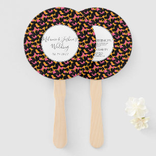 Modern Cheetah Animal Print Furry Wedding Round Hand Fan