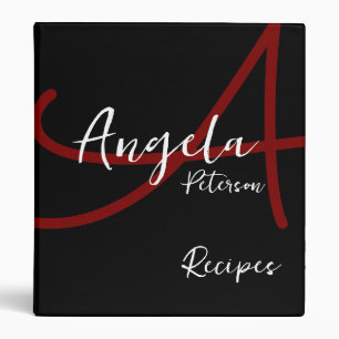 Modern Chef Recipes Monogram BLACK Binder