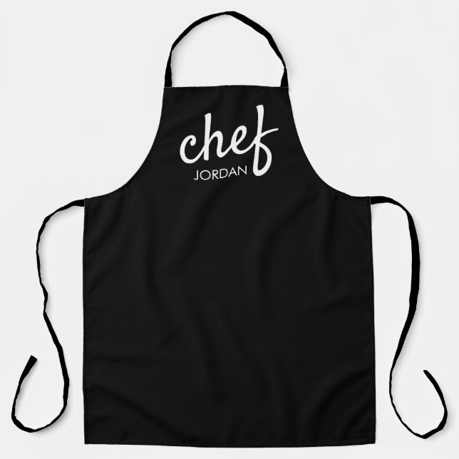 Modern Chef Script Type Name Personalized  Apron (Front)